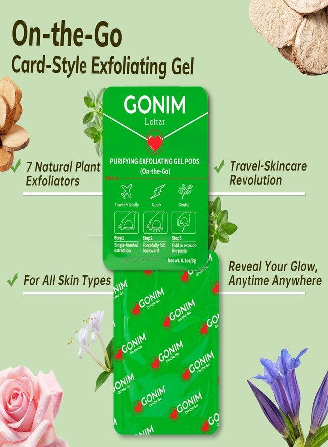 GONIM On-the-Go Purifying Exfoliating Gel Pods (15 Count) - Sensitive Skin-Friendly Travel-Size Skincare with Aloe + Hyaluronic Acid, Gentle Face Scrub, Vegan & Recyclable Packaging 15 x 0.1 oz - Image 4
