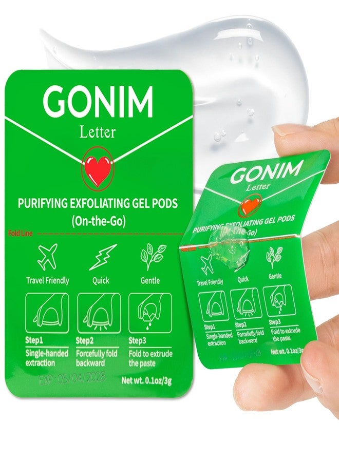 GONIM On-the-Go Purifying Exfoliating Gel Pods (15 Count) - Sensitive Skin-Friendly Travel-Size Skincare with Aloe + Hyaluronic Acid, Gentle Face Scrub, Vegan & Recyclable Packaging 15 x 0.1 oz - Image 1