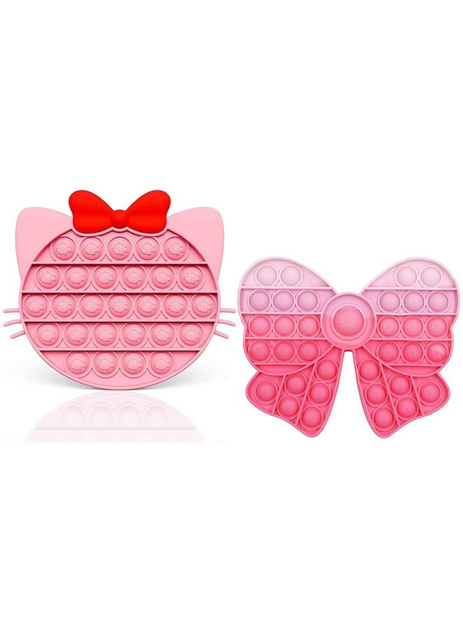 FunBlast FunBlast Kitty & Bow Pop It Fidget Toy, Autism Special Needs Silicone Stress Reliever, Squeeze Sensory Toy - Pack of 2  - Image 1
