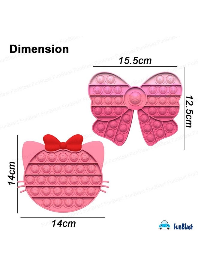 FunBlast FunBlast Kitty & Bow Pop It Fidget Toy, Autism Special Needs Silicone Stress Reliever, Squeeze Sensory Toy - Pack of 2  - Image 3
