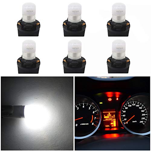 WLJH White T10 Led Light Bulb W5W 194 2825 Car Dash Lights Gauge Dashboard Instrument Cluster Panel Interior Lights Twist Socket PC194 PC195 PC168, Pack of 6 - Image 1