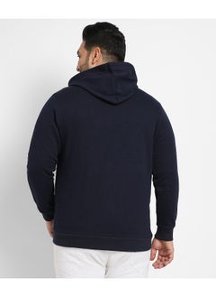 Instafab Plus Instafab Plus Men's Navy Blue Zip-Front Hoodie With Contrast Drawstring  - Image 1