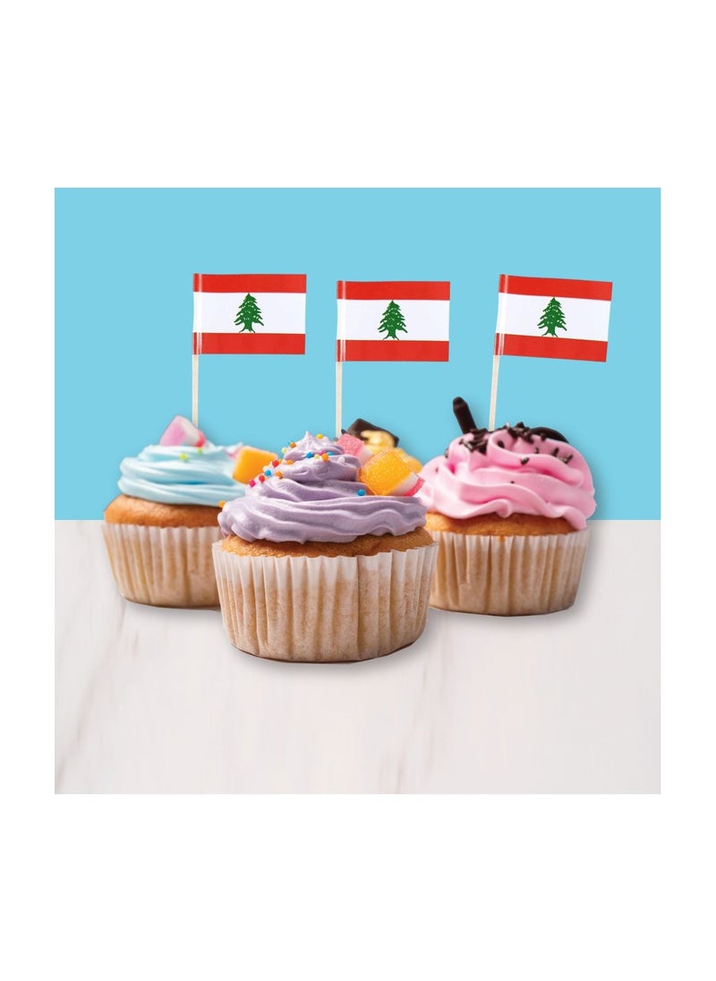 PRINTSHOP4ME Lebanon Cupcake Toppers For Decorations–Perfect For Celebrations,Parties And Events–Mini Stick Flags For Decorating Cupcakes,Cakes And Desserts  - Image 1
