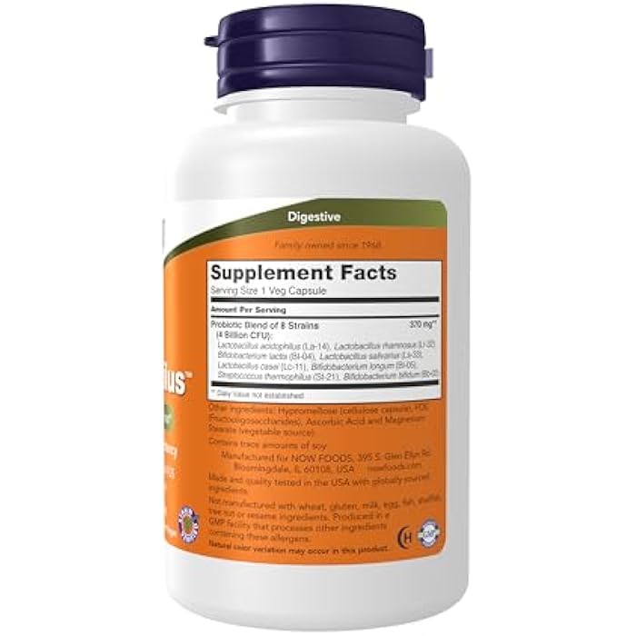 NOW Supplements, Gr8-Dophilus™with 8 Strains & 4 Billion Potency, Shelf Stable, 120 Veg Capsules - Image 2