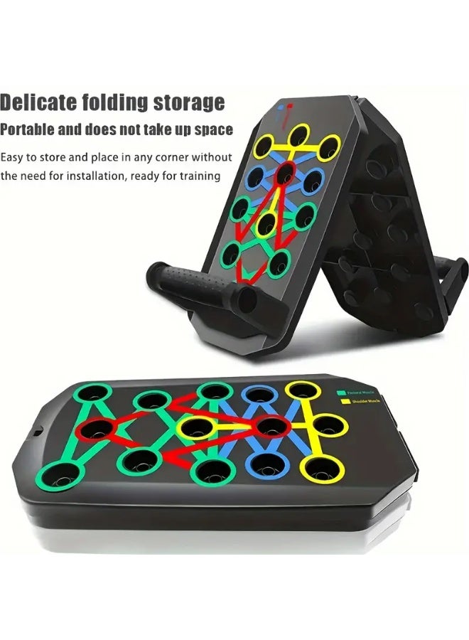 لوح تمرين ضغط صلب 28 في 1، معدات تمرين منزلي متعددة الوظائف، نظام حوامل تمرين الضغط، لياقة بدنية، تمارين عضلات الصدر، معدات احترافية، حرق الدهون، تدريب القوة، ذراع، أوزان للرجال والنساء، حامل تمرين ضغط مكون من 28 فتحة - Image 4