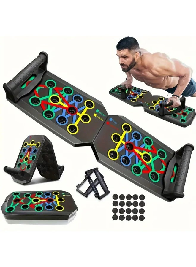 لوح تمرين ضغط صلب 28 في 1، معدات تمرين منزلي متعددة الوظائف، نظام حوامل تمرين الضغط، لياقة بدنية، تمارين عضلات الصدر، معدات احترافية، حرق الدهون، تدريب القوة، ذراع، أوزان للرجال والنساء، حامل تمرين ضغط مكون من 28 فتحة - Image 1