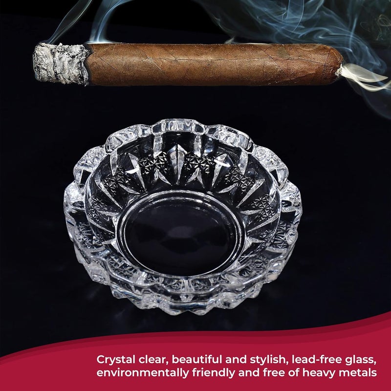 MEETO Midium Size Glass Ashtrays for Cigarettes, Cigar, Portable Decorative Modern Ashtray for Home Office Indoor Outdoor Patio Use, Fancy Cute Cool Ash Tray, Round Shape, Pack Of 1 - Image 3