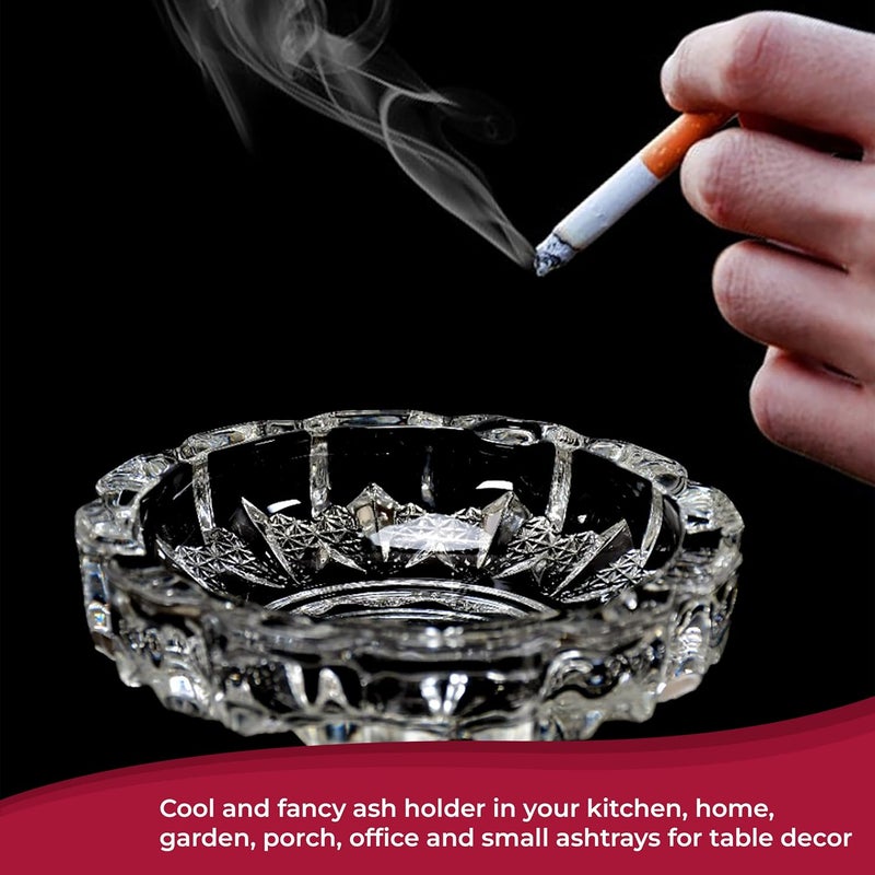 MEETO Midium Size Glass Ashtrays for Cigarettes, Cigar, Portable Decorative Modern Ashtray for Home Office Indoor Outdoor Patio Use, Fancy Cute Cool Ash Tray, Round Shape, Pack Of 1 - Image 5