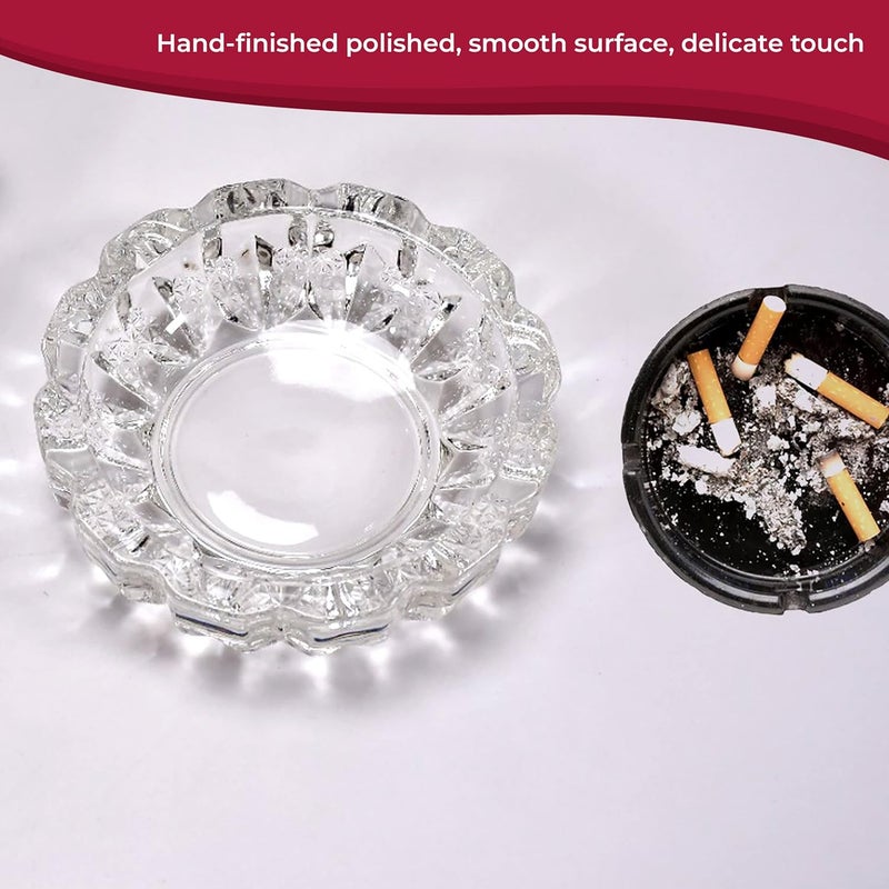 MEETO Midium Size Glass Ashtrays for Cigarettes, Cigar, Portable Decorative Modern Ashtray for Home Office Indoor Outdoor Patio Use, Fancy Cute Cool Ash Tray, Round Shape, Pack Of 1 - Image 2