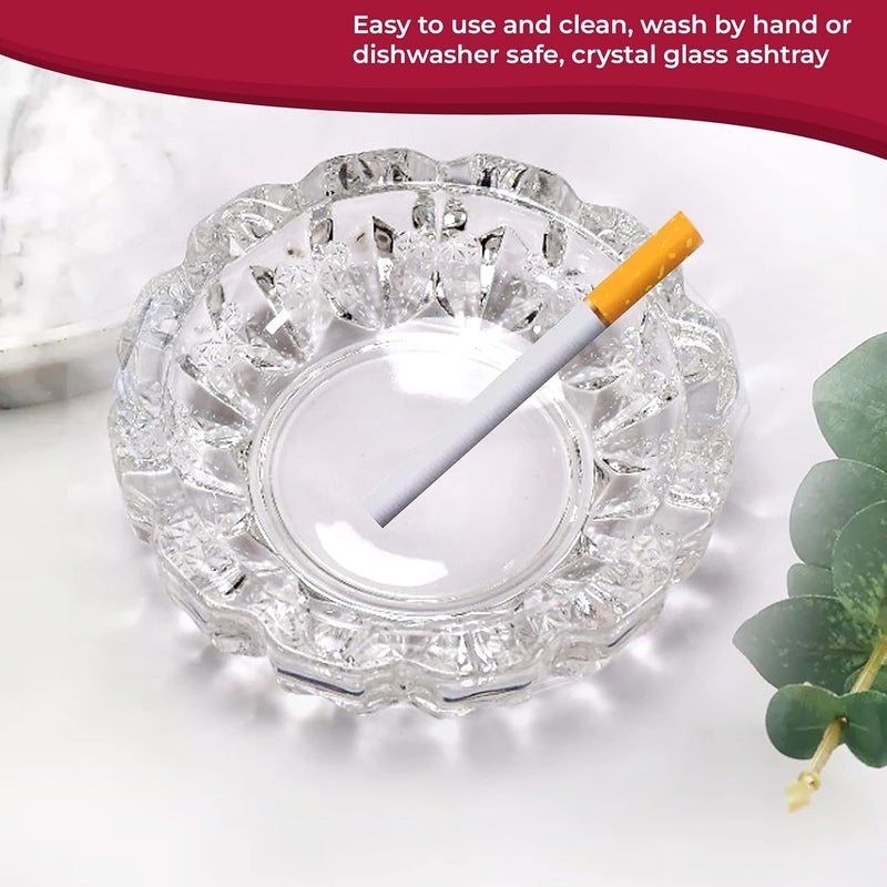 MEETO Midium Size Glass Ashtrays for Cigarettes, Cigar, Portable Decorative Modern Ashtray for Home Office Indoor Outdoor Patio Use, Fancy Cute Cool Ash Tray, Round Shape, Pack Of 1 - Image 4