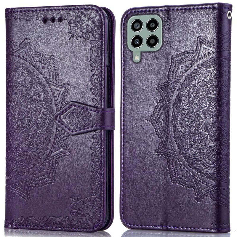 ClickCase Queen Series for Samsung Galaxy M53 5G Leather Flower Embossing Wallet Flip case Magnetic Closure Flip Cover for Samsung Galaxy M53 5G (Violet) - Image 1