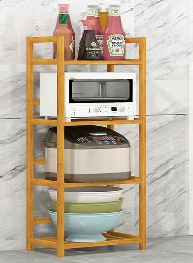 fashionhome Kitchen Shelf Wooden Multi-layer Microwave Oven Storage Rack 40 x 25 x 100 cm - Image 1