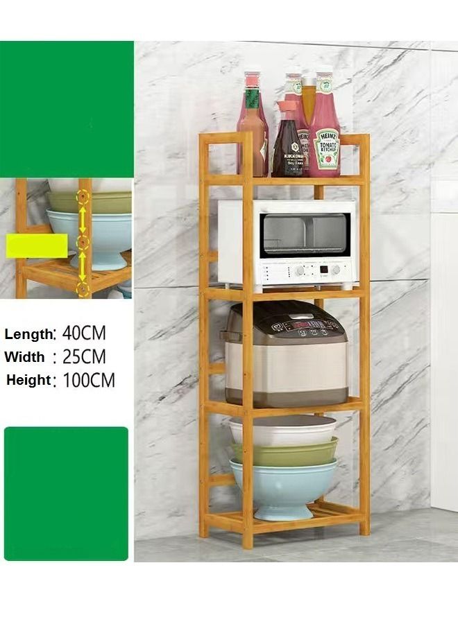 fashionhome Kitchen Shelf Wooden Multi-layer Microwave Oven Storage Rack 40 x 25 x 100 cm - Image 2