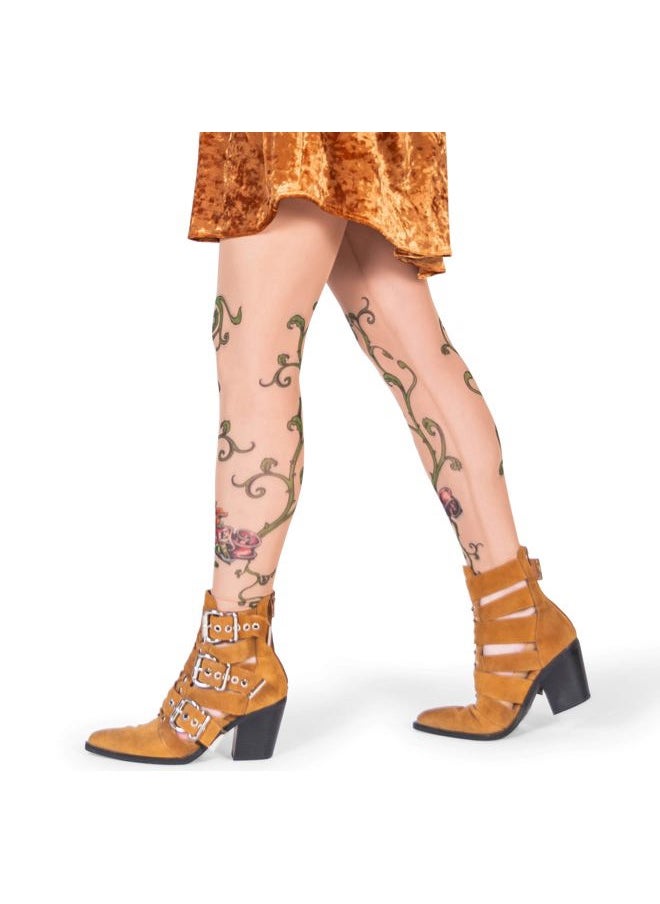 WILD ROSE - Ladies Tattoo Mesh Leggings, Tan (2XL) - Image 1