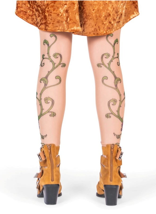 WILD ROSE - Ladies Tattoo Mesh Leggings, Tan (2XL) - Image 1