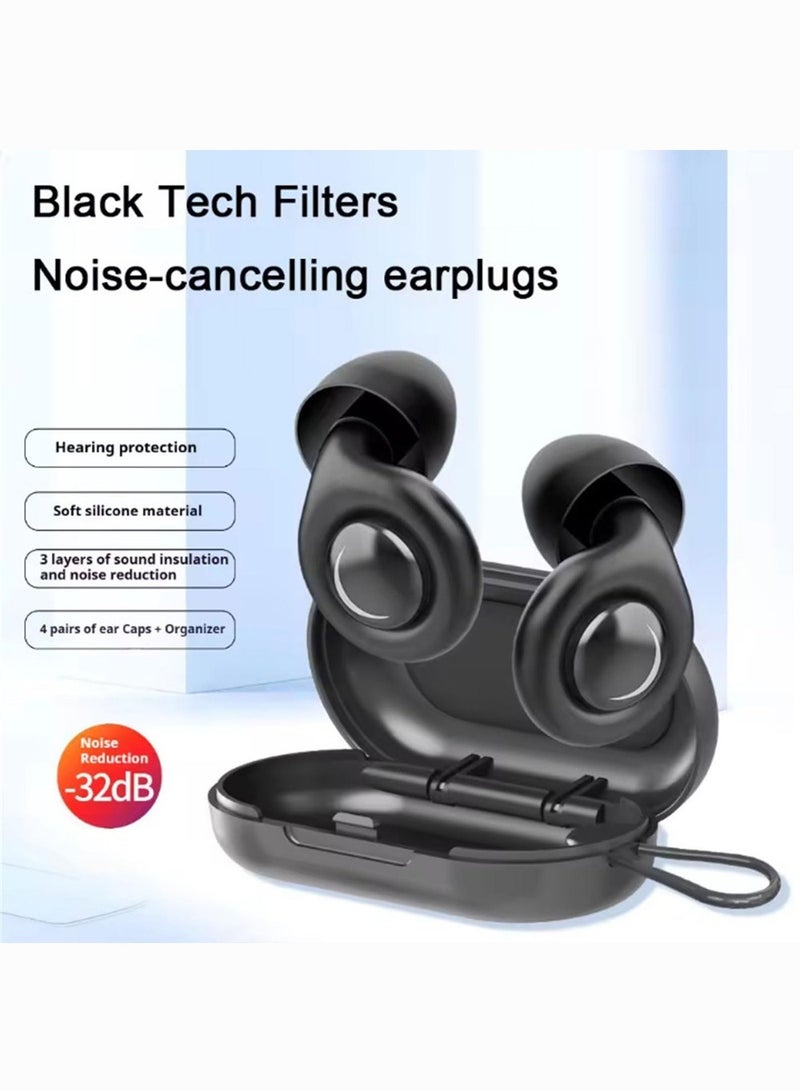 Monda Reusable Silicone Ear Plugs for Sleeping Noise Cancelling – 32dB Noise Reduction Earplugs for Snoring, Travel, Airplane, Concert, Study & Swimming – Soft Comfortable Hearing Protection with Travel Case - Image 4