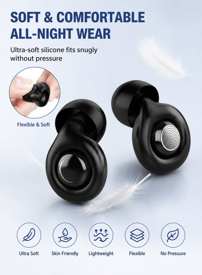 Monda Reusable Silicone Ear Plugs for Sleeping Noise Cancelling – 32dB Noise Reduction Earplugs for Snoring, Travel, Airplane, Concert, Study & Swimming – Soft Comfortable Hearing Protection with Travel Case - Image 3