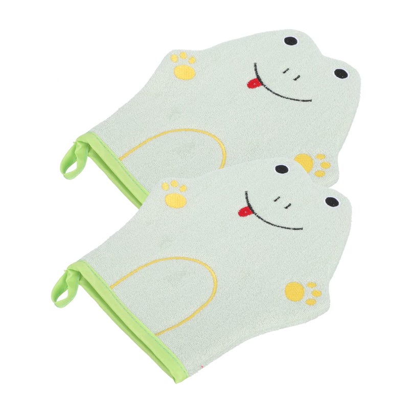 Soft Plush Girls Bath Gloves For Gentle Exfoliation With Kids Shower Rubbing Towels - Image 2