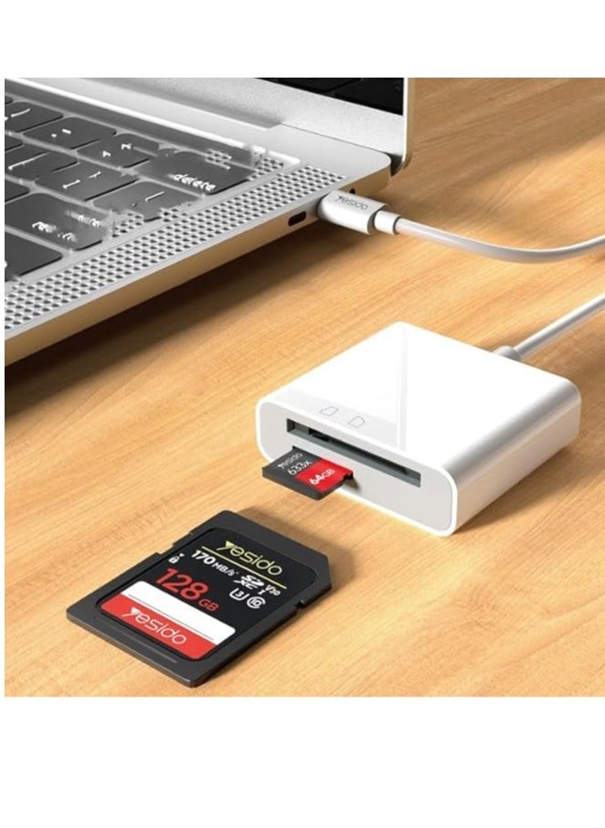 Yesido - SD Card Reader for iPhone and iPad, Dual Slot Memory Card Reader Support SD and TF Card Trail Camera SD Card Viewer, Portable Micro SD Card Reader, No App Required, Plug and Play - Image 1