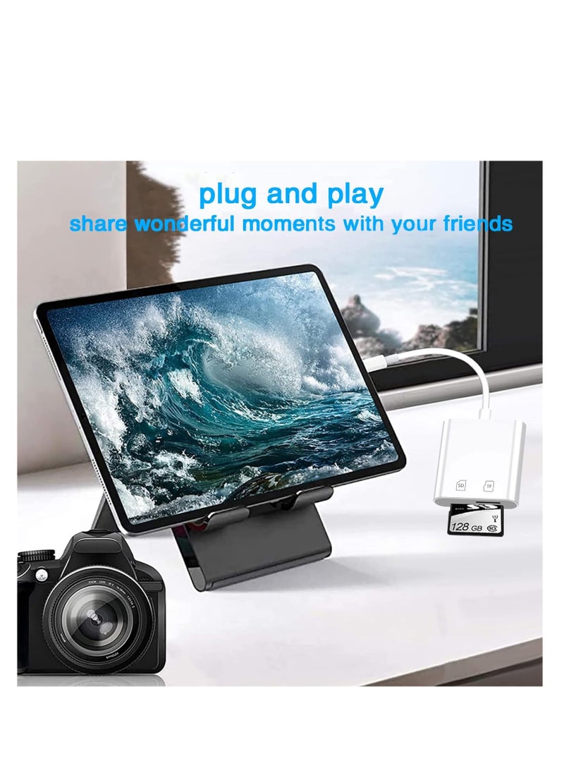 Yesido - SD Card Reader for iPhone and iPad, Dual Slot Memory Card Reader Support SD and TF Card Trail Camera SD Card Viewer, Portable Micro SD Card Reader, No App Required, Plug and Play - Image 1