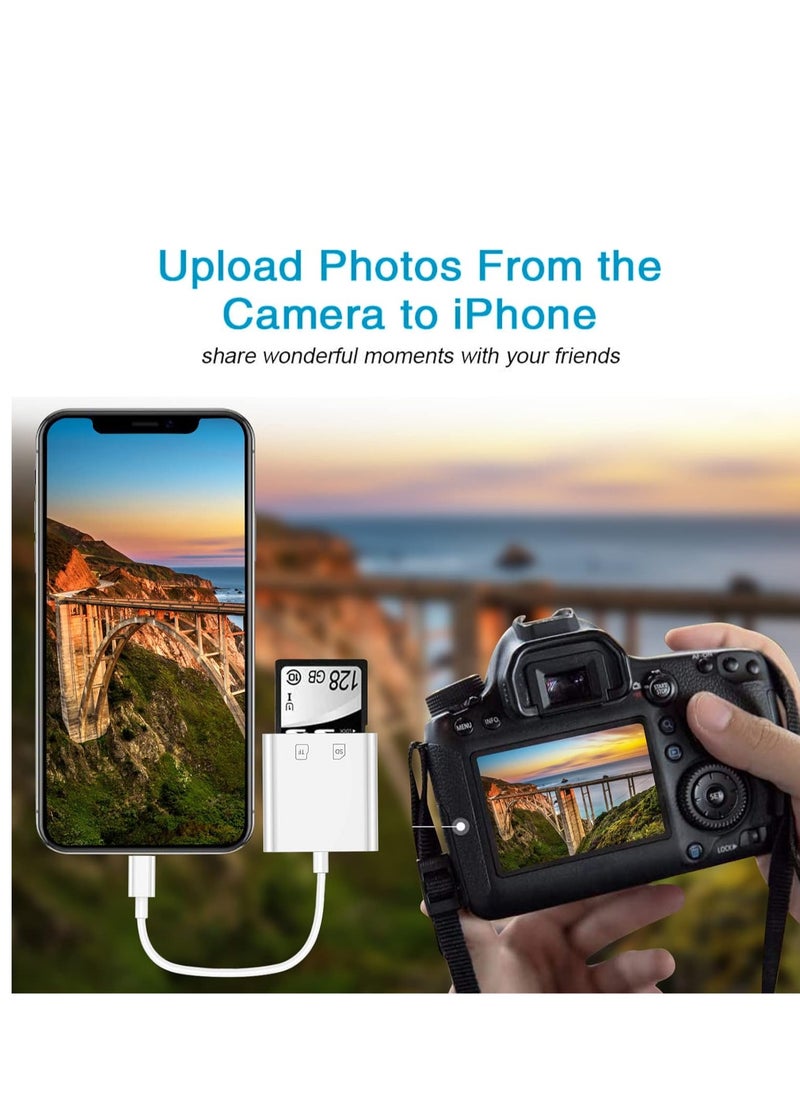 Yesido - SD Card Reader for iPhone and iPad, Dual Slot Memory Card Reader Support SD and TF Card Trail Camera SD Card Viewer, Portable Micro SD Card Reader, No App Required, Plug and Play - Image 1