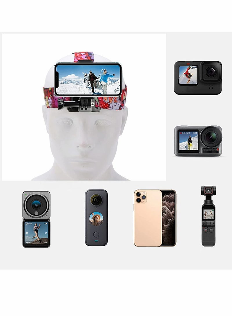 Excefore حزام تثبيت رأس كاميرا الحركة، حامل رأس كاميرا قابل للتعديل متوافق مع Pocket 2 / Action 2 / Hero 8/9 / 10، ملحقات عصابة رأس كاميرا الحركة 2 في 1 - Image 2