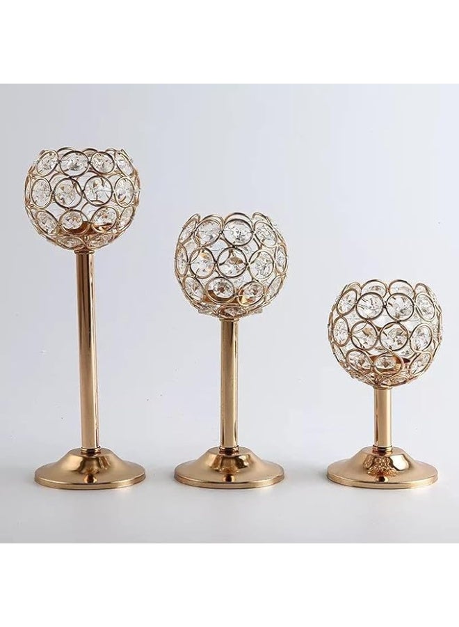 Crystal Candelabra Set – 3 Piece Elegant Candle Holders for Home, Wedding, Dining Table & Event Decoration