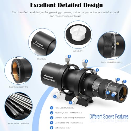 Astromania Guide Scope 50mm FMC Compact Finderscope Guide Scope Kit with Double Helical Focuser Compatible with 1.25 inch Eyepiece for Astronomical Telescope & Auto Guiding Camera for Astrophotography - Image 2