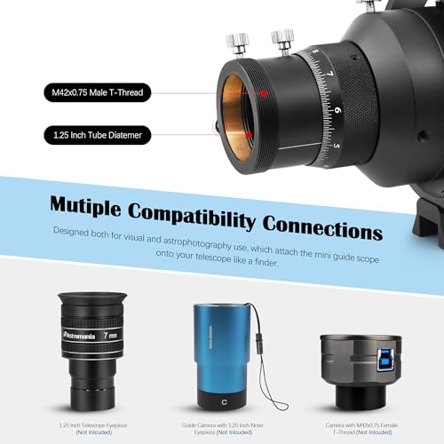 Astromania Guide Scope 50mm FMC Compact Finderscope Guide Scope Kit with Double Helical Focuser Compatible with 1.25 inch Eyepiece for Astronomical Telescope & Auto Guiding Camera for Astrophotography - Image 5