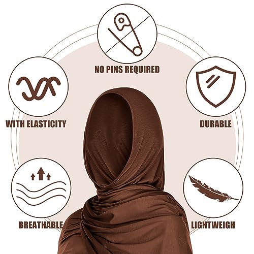 Vabean 4 Pcs Instant Hijab for Women Jersey Hijabs Pinless Ramadan Islamic Muslim Head Wraps Premium Head Scarf Shawl turban(Coffee, Navy Blue, Black, Gray) - Image 3