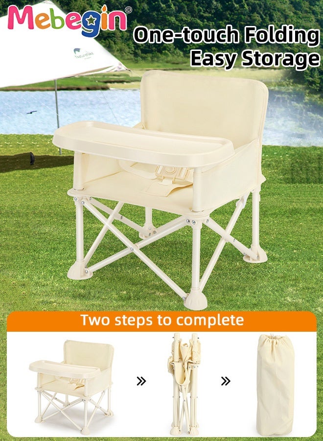 MEBEGIN Portable Chair with Umbrella and Storage Bag, Travel Booster Seat with Belt and Removable Tray for Baby, Must-have Item for Parents on the Go, Suitable for Dining, Camping, Beach or Any Indoor or Outdoor Setting  - Image 2