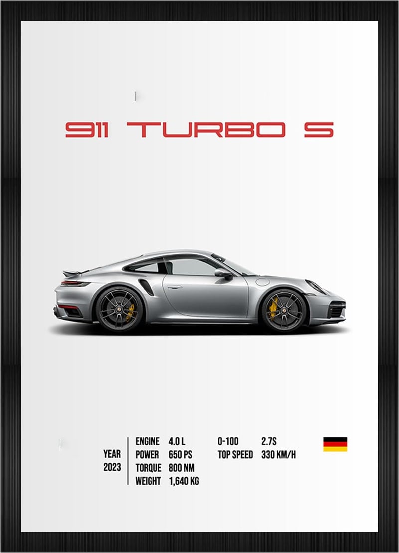 CodersParadise Porsche 911 Turbo S Wall Poster Frames | Aesthetic A4 Poster Frames For Home, Living Room, Bedroom and Office | Wall Frames Artworks | Hanging Theme Posters - Image 1