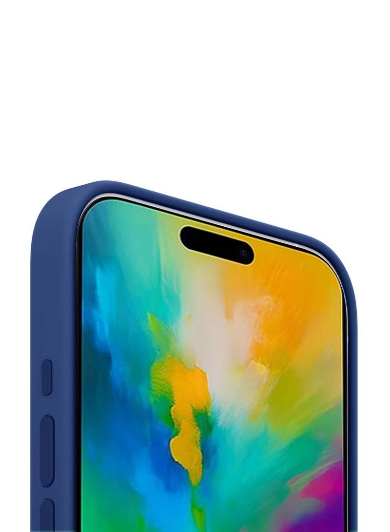 Wtech Apple iPhone 16 Pro 2024 Premium Soft Liquid Silicone Case Cover - Navy Blue - Image 3