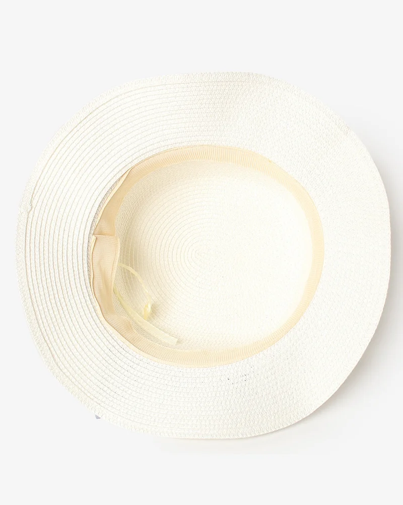 Haute Sauce White Textured Scarf Sun Hat