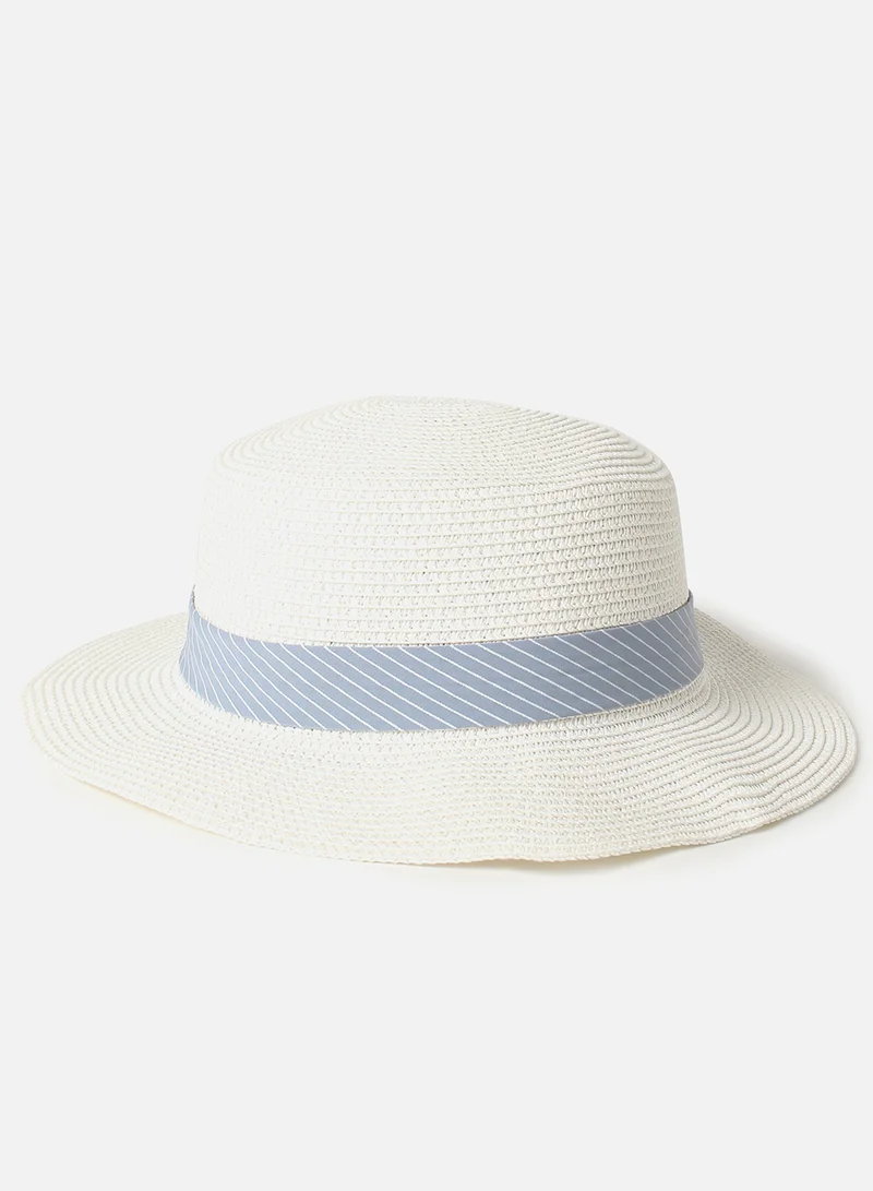 Haute Sauce White Textured Scarf Sun Hat