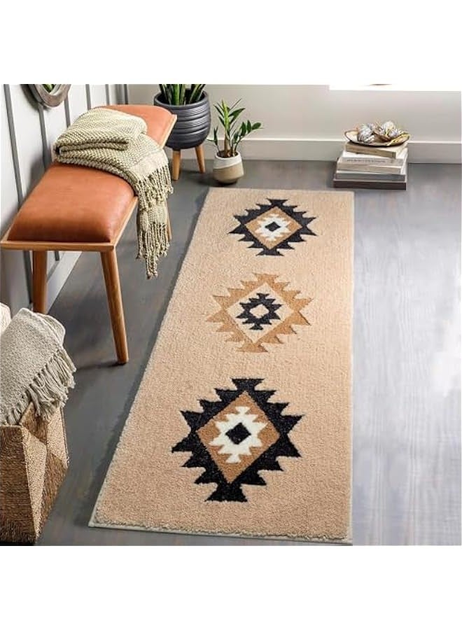 TRASSLE Boho Runner Rug for Entryway Indoor, Absorbent Bathroom Runner Rugs, Soft Long Western Rug Runner Non Slip, Living Room, Hallway, Kitchen, Western Decor - Image 1