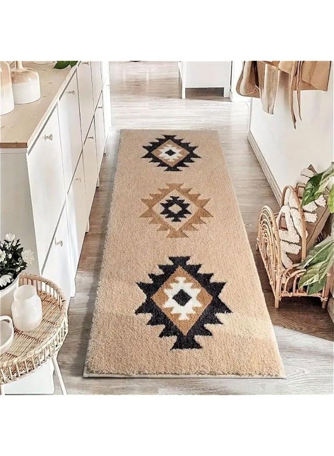TRASSLE Boho Runner Rug for Entryway Indoor, Absorbent Bathroom Runner Rugs, Soft Long Western Rug Runner Non Slip, Living Room, Hallway, Kitchen, Western Decor - Image 2