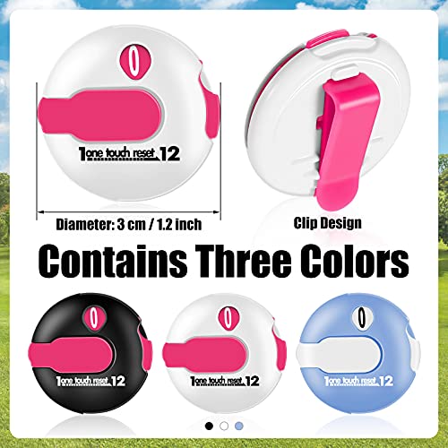 Fiada 3 Pcs 1.2 Inch Golf Score Counter for Women Mini Golf Stroke Counter Scoring Keeper up to 12 Shot to Scorekeeper Glove in(Black, White, Blue) - Image 2