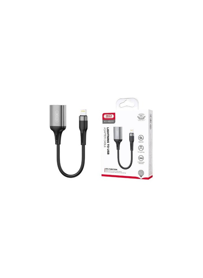 إكس أو كابل نقل البيانات اكس او NB201 او تي جي بمنفذ USB 2.0 الى لايتننج بسرعة نقل 480 ميجابايت/ ثانية، 150 متر- لون اسود  - Image 2
