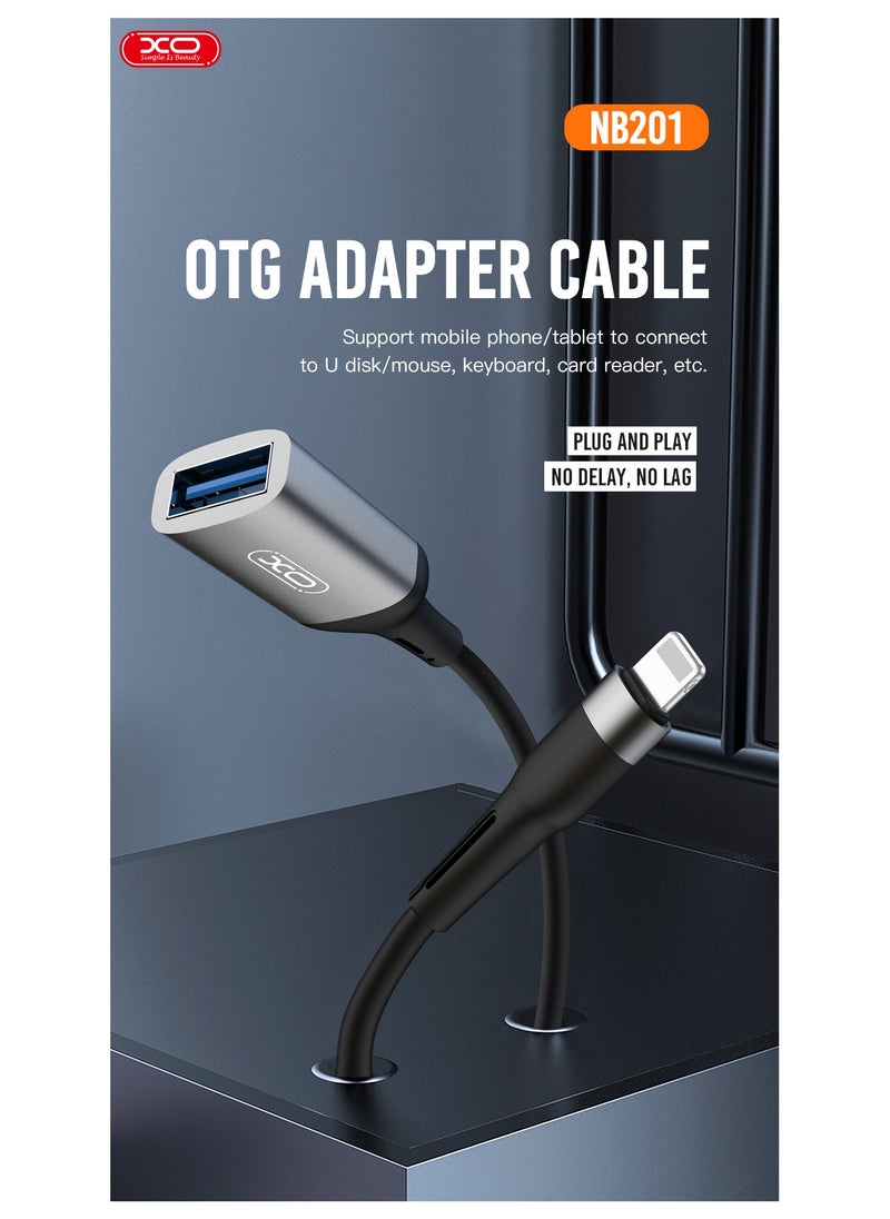 إكس أو كابل نقل البيانات اكس او NB201 او تي جي بمنفذ USB 2.0 الى لايتننج بسرعة نقل 480 ميجابايت/ ثانية، 150 متر- لون اسود  - Image 3