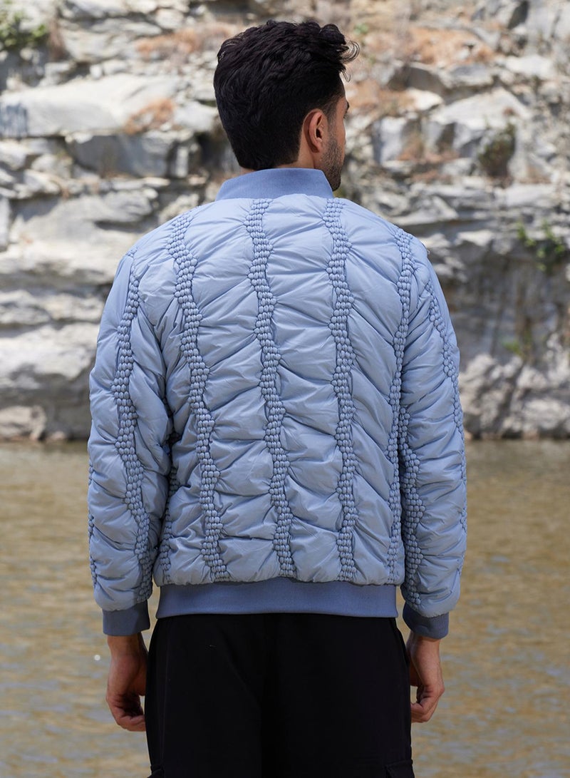 كامبوس سوترا Men's Icy Blue Braided Crease Puffer Jacket  - Image 5
