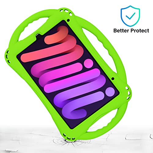TopEsct Kids Case for iPad mini 7 (A17 Pro) 2024 /iPad Mini6 2021, Shockproof Silicone Cover with Handle Stand for 8.3" iPad mini 6th/7th Gen,Green - Image 2
