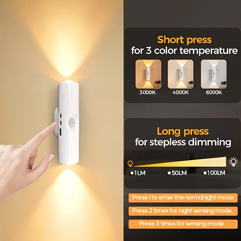 Three Kinds of Light Charging Night Light, Double-Head LED Wall-Mounted Induction Lamp, Dimmable 3 Colors (Warm White/Neutral/Cool White), Charging, Suitable for Living Room, Bedroom, Corridor, Lighting, Suitable for 11 Festivals - Image 3