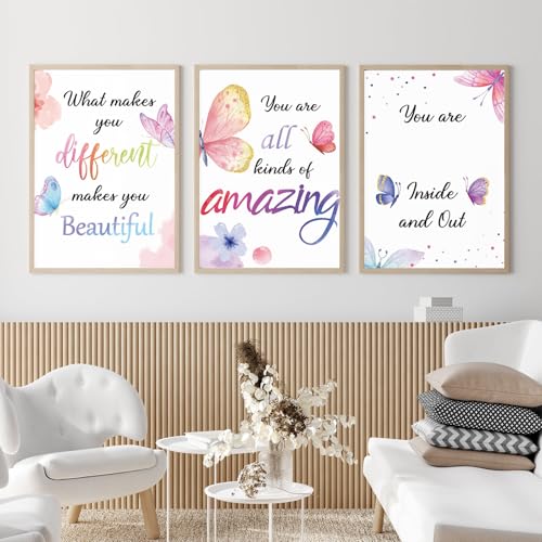 Zonon 9 Set Watercolor Butterfly Inspirational Quote Wall Poster Prints 8 x 10 Inch Butterfly Motivational Saying Woman Room Decor Pictures Decor Wall Decals with 30 Glue Point Dots - Image 3