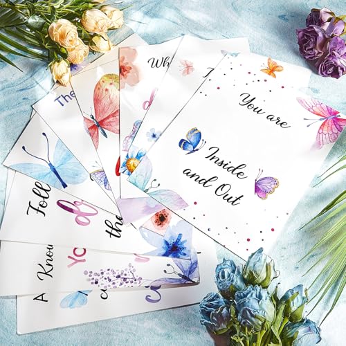 Zonon 9 Set Watercolor Butterfly Inspirational Quote Wall Poster Prints 8 x 10 Inch Butterfly Motivational Saying Woman Room Decor Pictures Decor Wall Decals with 30 Glue Point Dots - Image 4