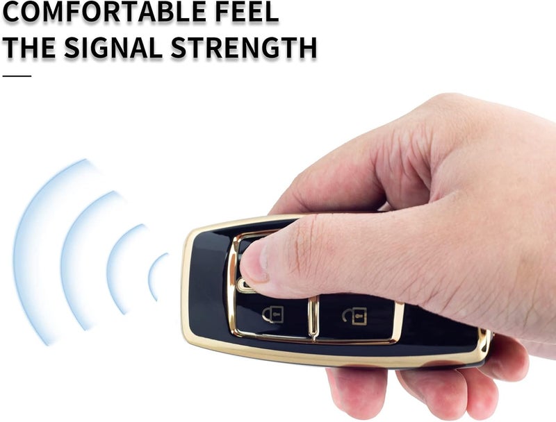 SK CUSTOM Black TPU Gold Edge Key Fob Case for Hyundai - Image 5