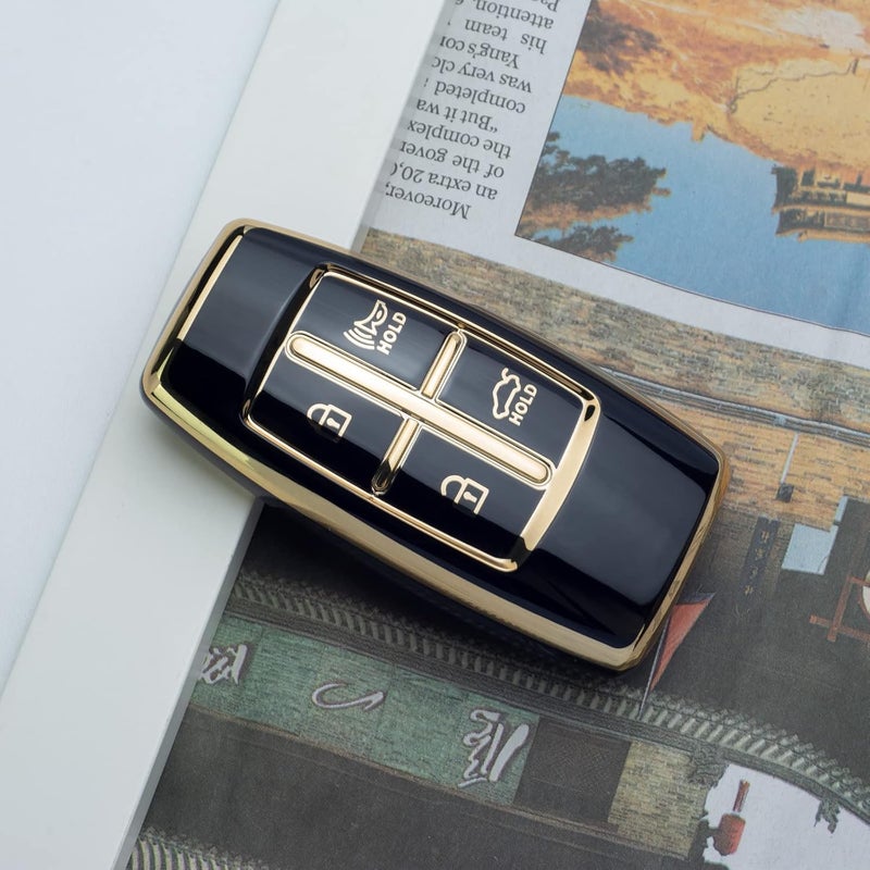 SK CUSTOM Black TPU Gold Edge Key Fob Case for Hyundai - Image 2
