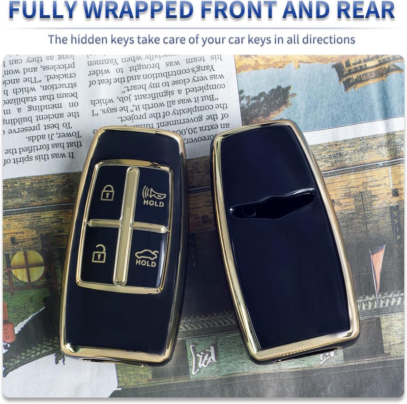 SK CUSTOM Black TPU Gold Edge Key Fob Case for Hyundai - Image 3