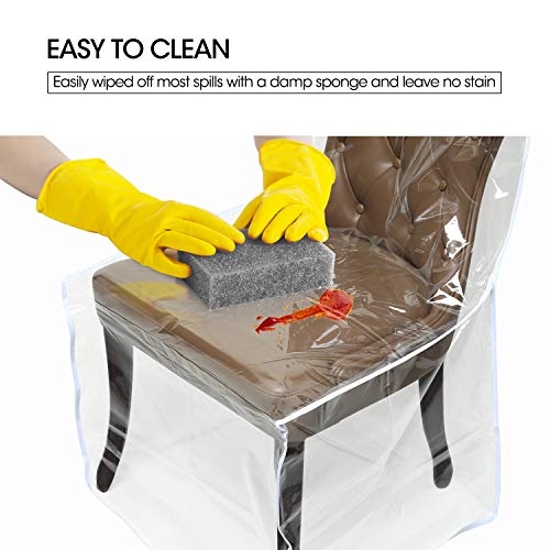Zipcase 4 Packs Clear All Cover in Plastic Dinning Chair Covers - Heavy-Duty PVC Chair Protectors, 20’D x 22’W x 20’H x 41’H, Keep Your Dinning Chair Away from Water Dust Paws and Claws - Image 5