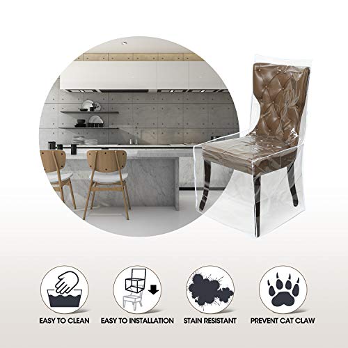 Zipcase 4 Packs Clear All Cover in Plastic Dinning Chair Covers - Heavy-Duty PVC Chair Protectors, 20’D x 22’W x 20’H x 41’H, Keep Your Dinning Chair Away from Water Dust Paws and Claws - Image 2